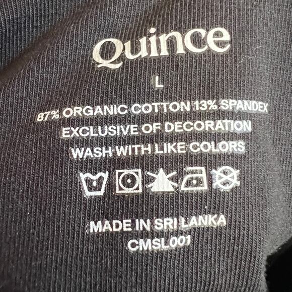 Quince Black Stretch Cotton Bodysuit Square Neck Minimalist Luxe Large NWT - Picture 3 of 7